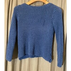 Lauren Jeans Co Ralph Lauren Blue Knit Sweater Women's Size M Cotton V Neck